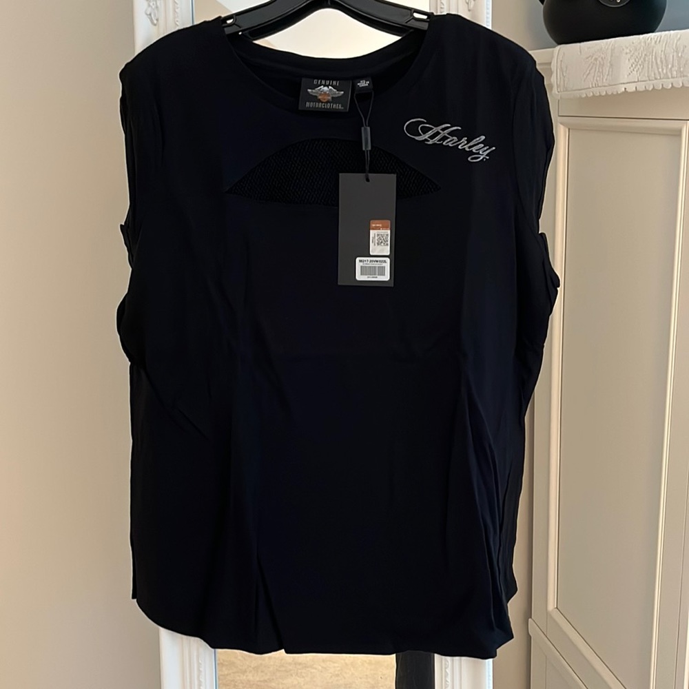 Harley-Davidson short sleeve mesh inset top